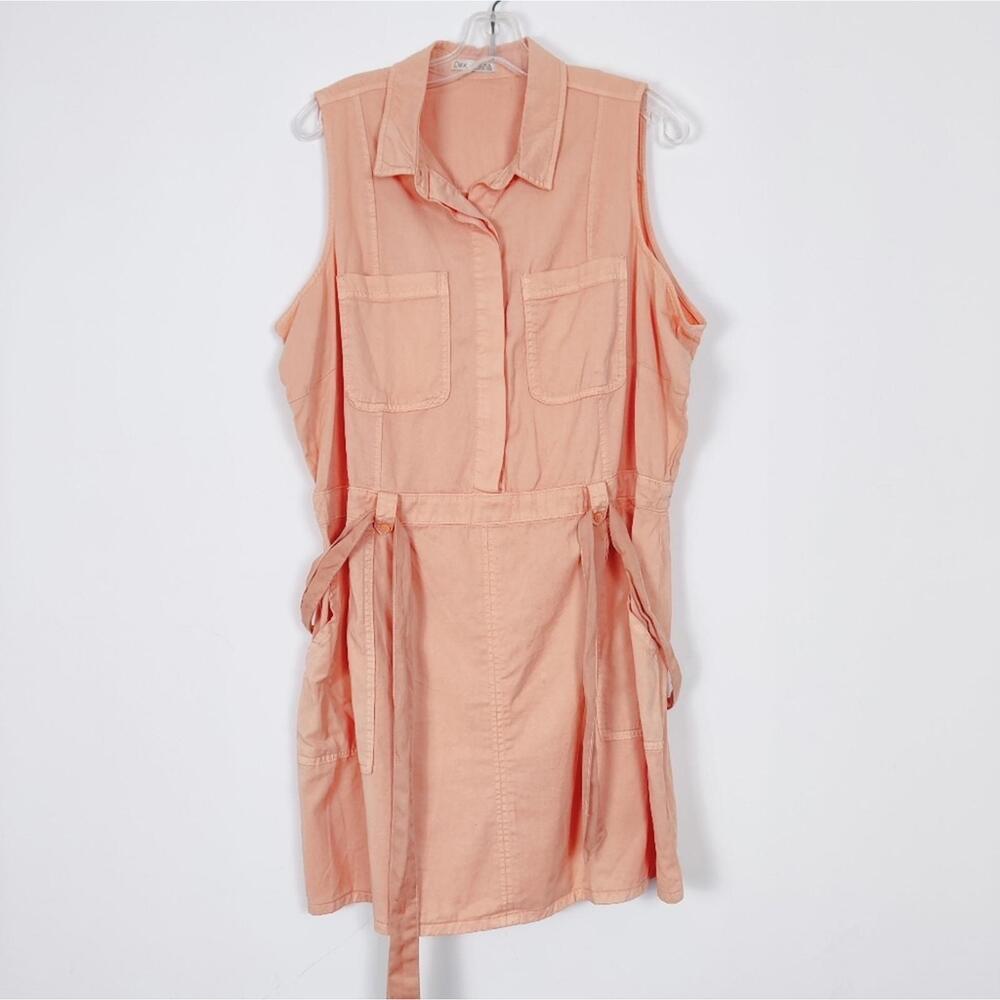 Dex Women's Button Up Denim Look Midi Dress in Peach Size 1X Gorpcore Cargo
